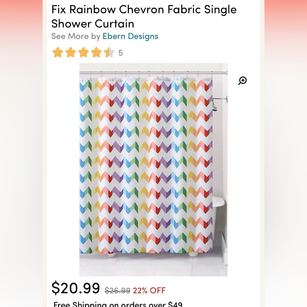 Multi colored chevron shower curtain